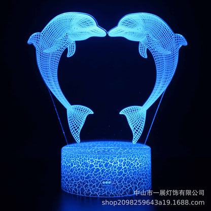 Explosion Dolphin Series Colorful Creative 3D Lights LED Night Lights Gift Table Lamps Visual Lights