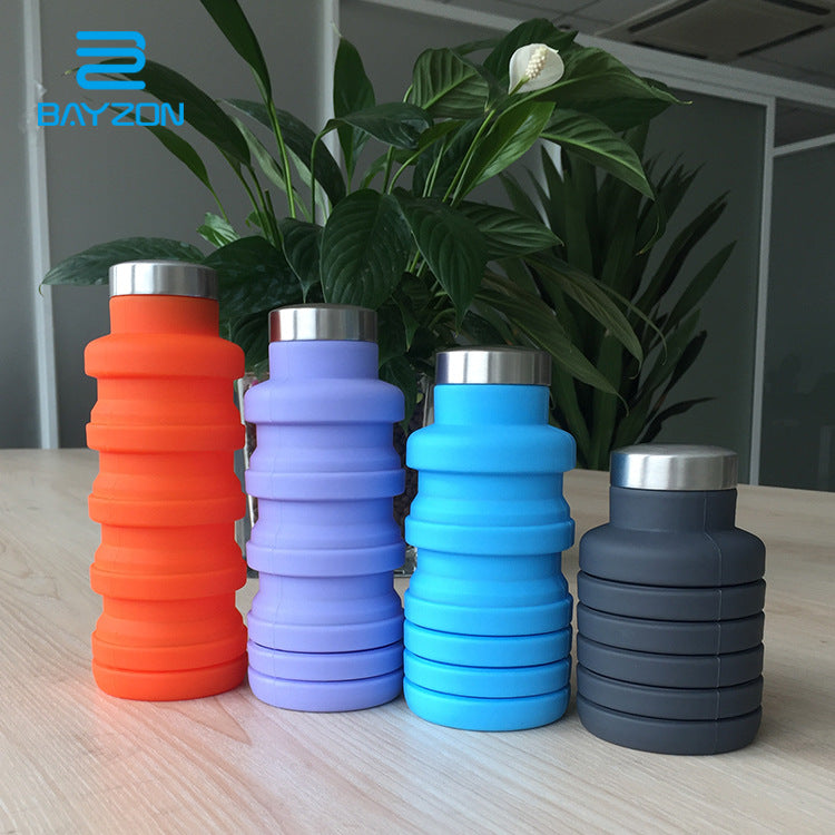 New silicone telescopic cup Collapsible portable outdoor sports bottle Silicone water bottle folding kettle