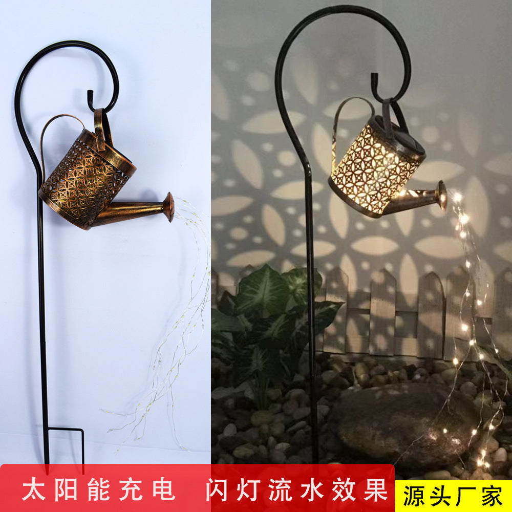 Solar garden lights kettles, showers and lights, outdoor garden landscape decoration