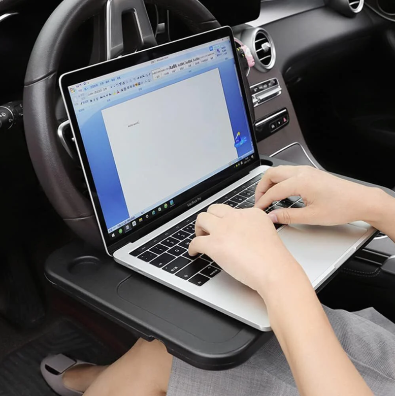 Car Steering Wheel Tray used as laptop desk